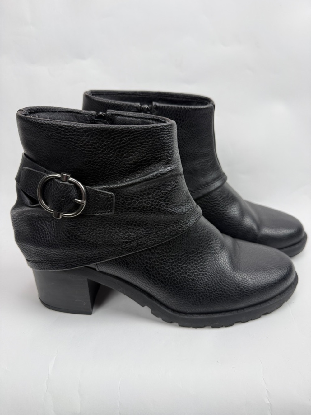 Beartraps Deborah Black Ankle Boots with Slouch Ankle Design & Buckle Size 9M